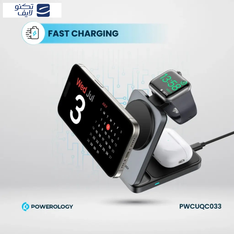 شارژر بی سیم پاورولوجی مدل PWCUQC033 شارژر بی سیم پاورولوجی مدل PWCUQC033