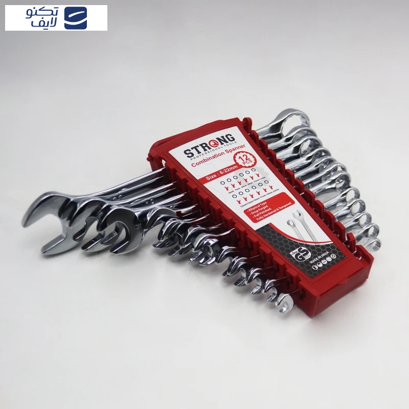 آچار یکسر تخت و یکسر رینگی استرانگ مدل AJ-12PCS-STRONG مجموعه 12 عددی آچار یکسر تخت و یکسر رینگی استرانگ مدل AJ-12PCS-STRONG مجموعه 12 عددی