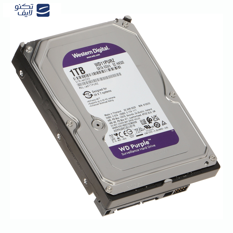 هارد دیسک اینترنال وسترن دیجیتال مدل Purple WD11PURZ ظرفیت 1 ترابایت