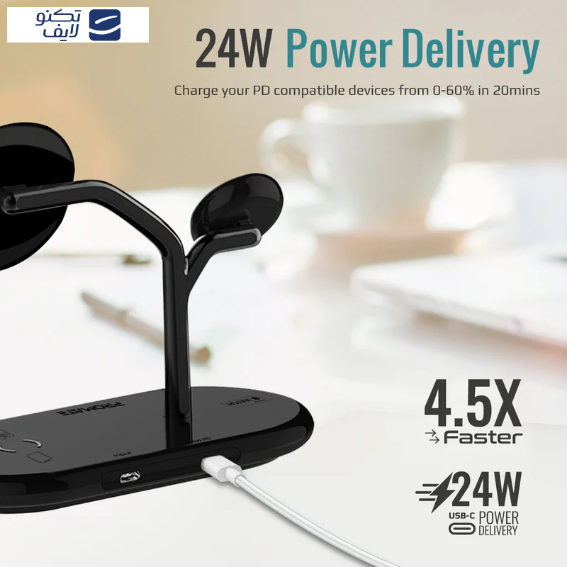 شارژر بی سیم پرومیت مدل SYNERGY.BLACK شارژر بی سیم پرومیت مدل SYNERGY.BLACK