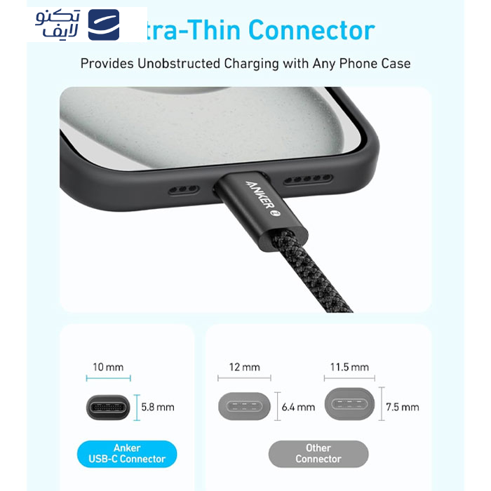 کابل تبدیل USB-C به USB-C انکر مدل  Zolo A8060 طول 1.8 متر با توان 240 وات