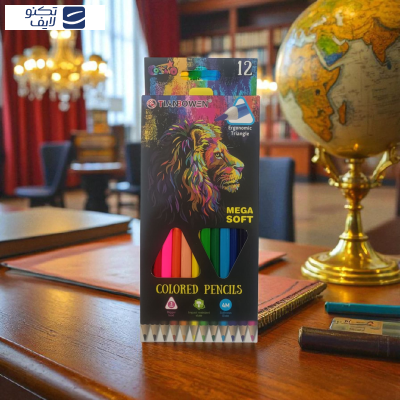 مداد رنگی 12 رنگ تیان بوون مدل شیر