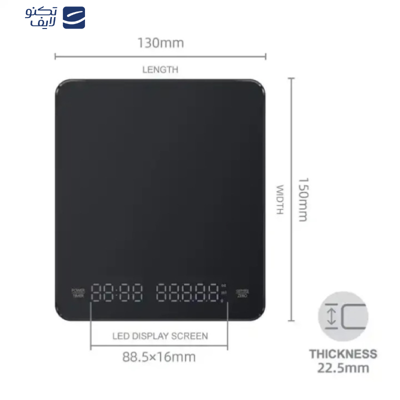 ترازوی آشپزخانه مدل تایمردار قهوه کد 3KG-0,1G CK2150 ترازوی آشپزخانه مدل تایمردار قهوه کد 3KG-0,1G CK2150