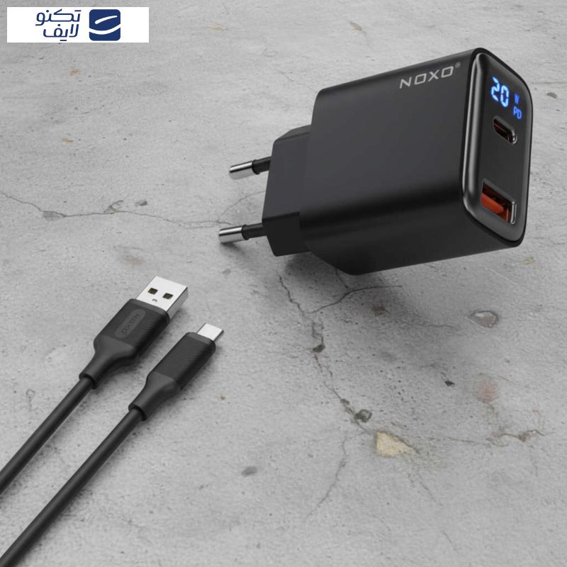 شارژر دیواری 20w PD & QC3.0 دو پورت نوکسو مدل CHN-6 به همراه کابل USB-A به USB-C شارژر دیواری 20w PD & QC3.0 دو پورت نوکسو مدل CHN-6 به همراه کابل USB-A به USB-C