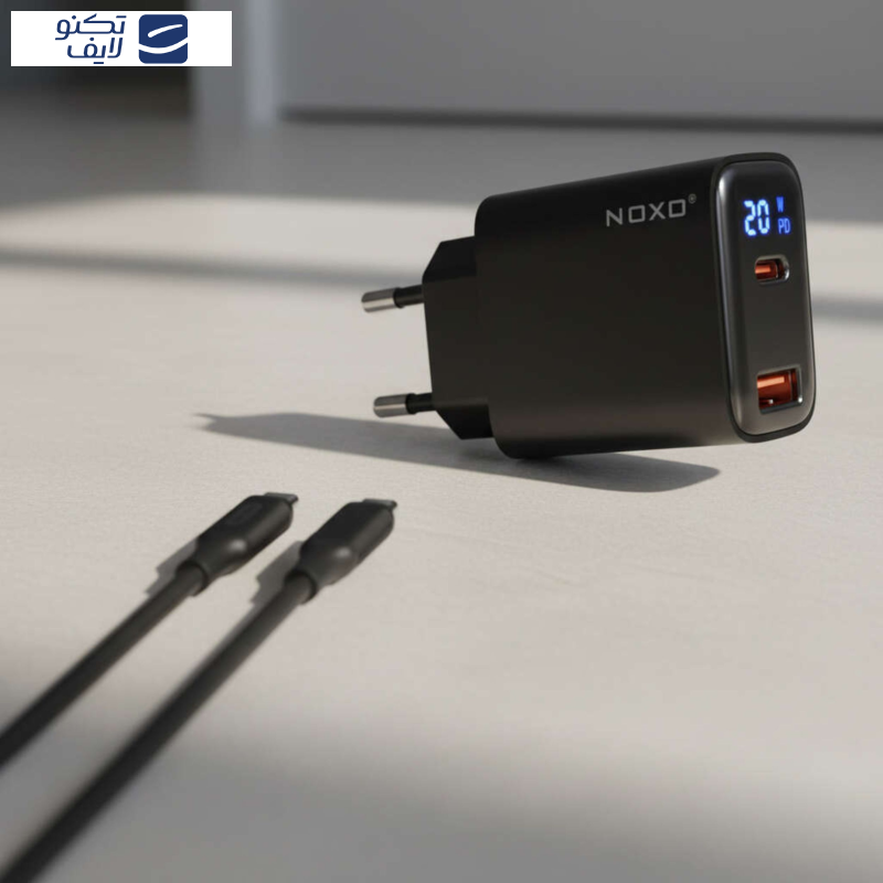 شارژر دیواری 20 وات دو پورت نوکسو مدل CHN-6 به همراه کابل USB-C شارژر دیواری 20 وات دو پورت نوکسو مدل CHN-6 به همراه کابل USB-C