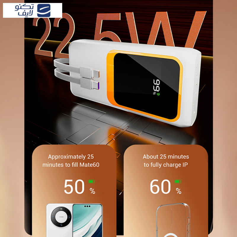 پاوربانک پی زد ایکس مدل V27 Fast Charging 22.5W Cabled ظرفیت 20000 میلی آمپر ساعت پاوربانک پی زد ایکس مدل V27 Fast Charging 22.5W Cabled ظرفیت 20000 میلی آمپر ساعت