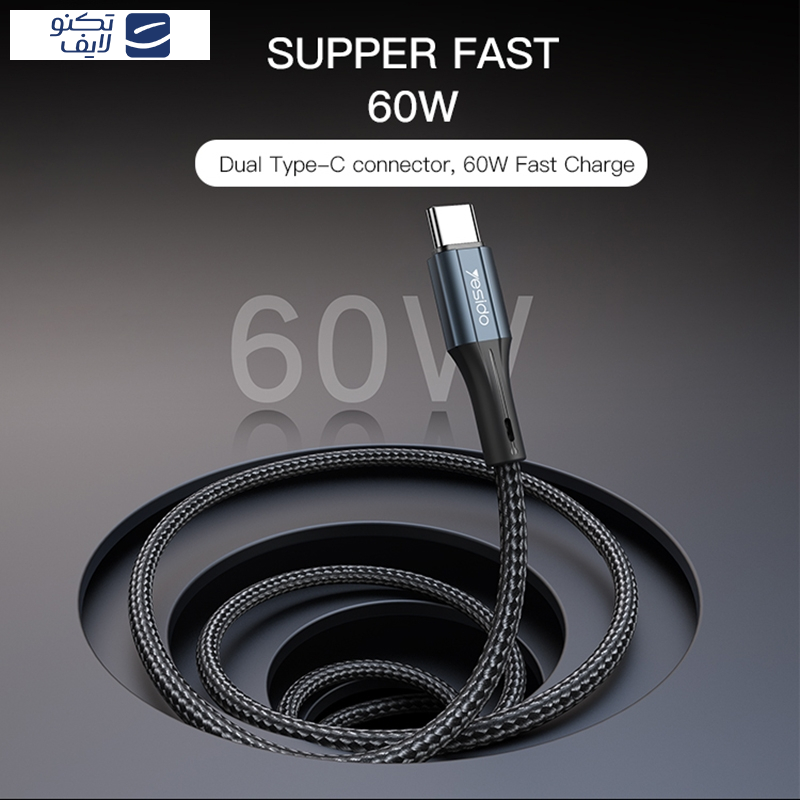 کابل USB-C یسیدو مدل CA96 60W طول 1.2 متر کابل USB-C یسیدو مدل CA96 60W طول 1.2 متر