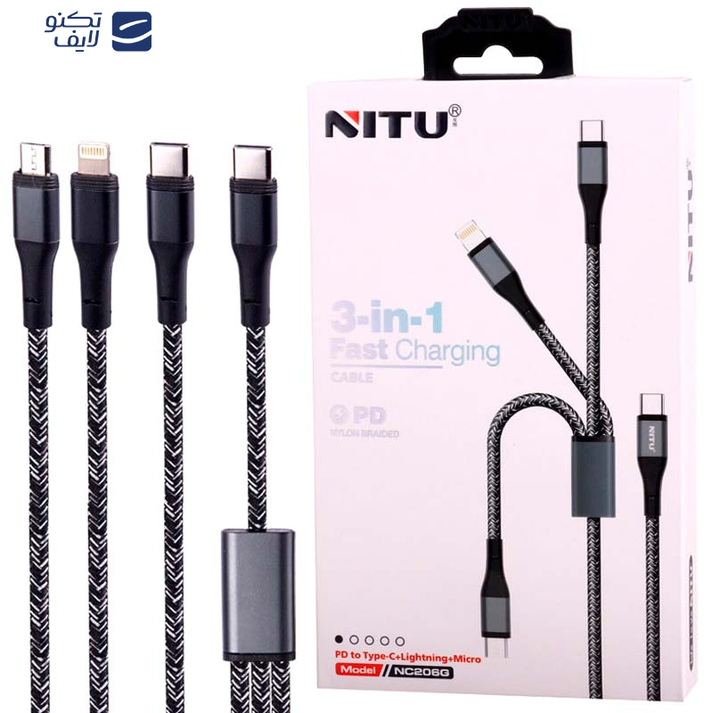 کابل تبدیل USB به USB-C / microUSB / لایتنینگ نیتو مدل NC206G طول 1.20 متر کابل تبدیل USB به USB-C / microUSB / لایتنینگ نیتو مدل NC206G طول 1.20 متر