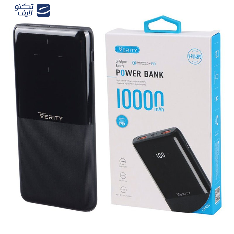 پاوربانک وریتی مدل V-PU148- PD ظرفیت 10000 میلی آمپر ساعت پاوربانک وریتی مدل V-PU148- PD ظرفیت 10000 میلی آمپر ساعت