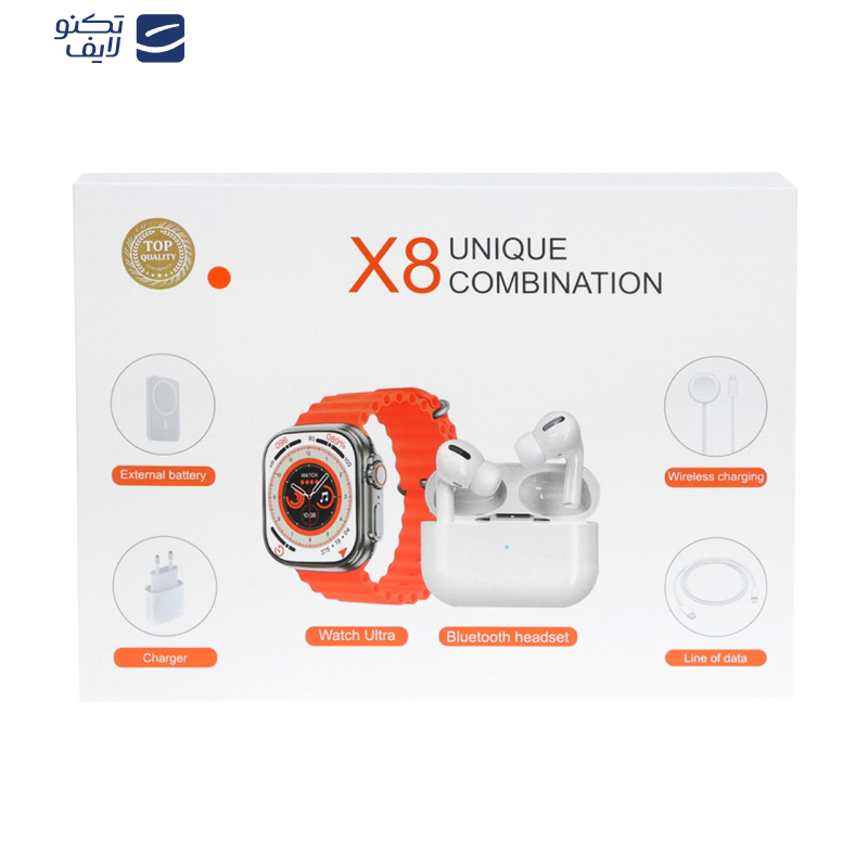 ساعت هوشمند مدل X8 UNIQUE COMBINATION به همراه هدفون بی سیم ساعت هوشمند مدل X8 UNIQUE COMBINATION به همراه هدفون بی سیم