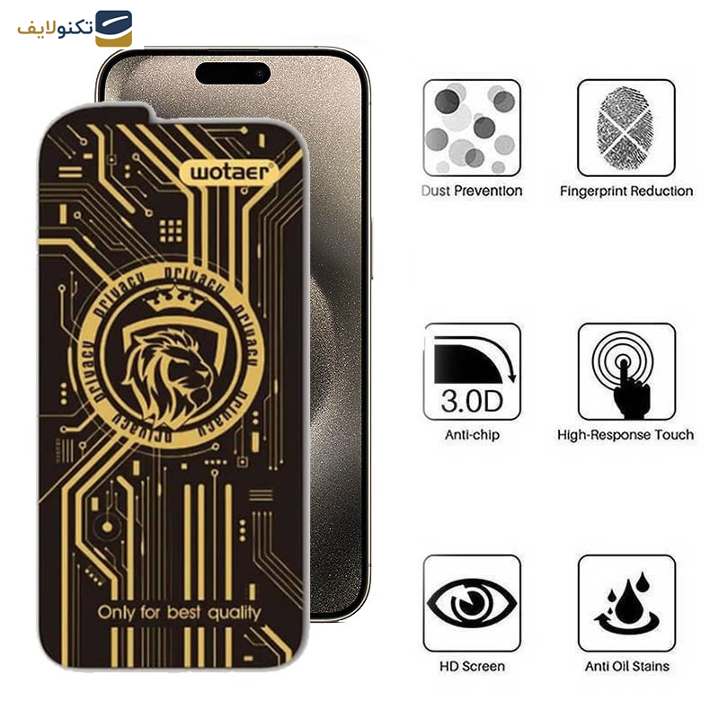 محافظ صفحه نمایش حریم شخصی اپیکوی مدل Wotaer Privacy مناسب برای گوشی موبایل اپل iPhone 15 Pro Max محافظ صفحه نمایش حریم شخصی اپیکوی مدل Wotaer Privacy مناسب برای گوشی موبایل اپل iPhone 15 Pro Max