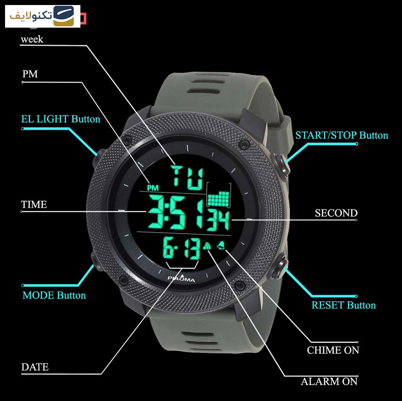 ساعت مچی دیجیتال مردانه پیائوما مدل P-4PG