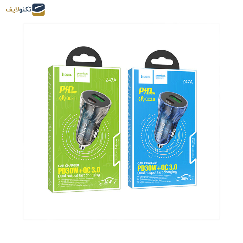 شارژر فندکی 30 وات هوکو مدل Z47A PD+QC3.0