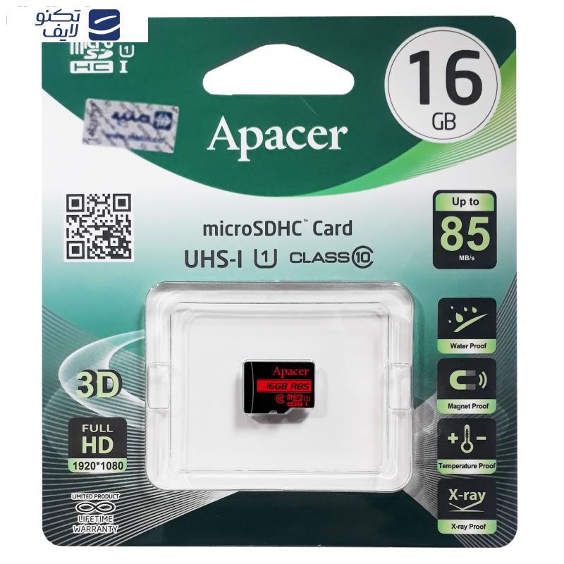 کارت حافظه microSDHC اپیسر مدل AP16G کلاس 10 استاندارد UHS-I U1 سرعت 85MBps ظرفیت 16 گیگابایت کارت حافظه microSDHC اپیسر مدل AP16G کلاس 10 استاندارد UHS-I U1 سرعت 85MBps ظرفیت 16 گیگابایت