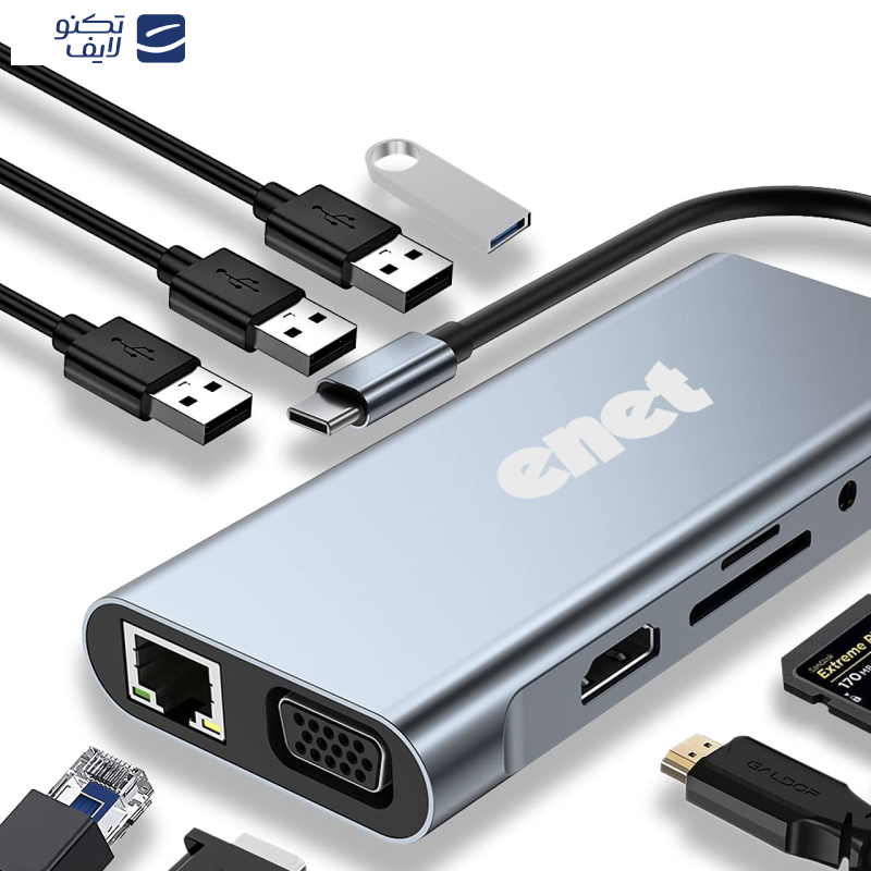 هاب 11 پورت USB-C اینت مدل En-CoT7024 هاب 11 پورت USB-C اینت مدل En-CoT7024