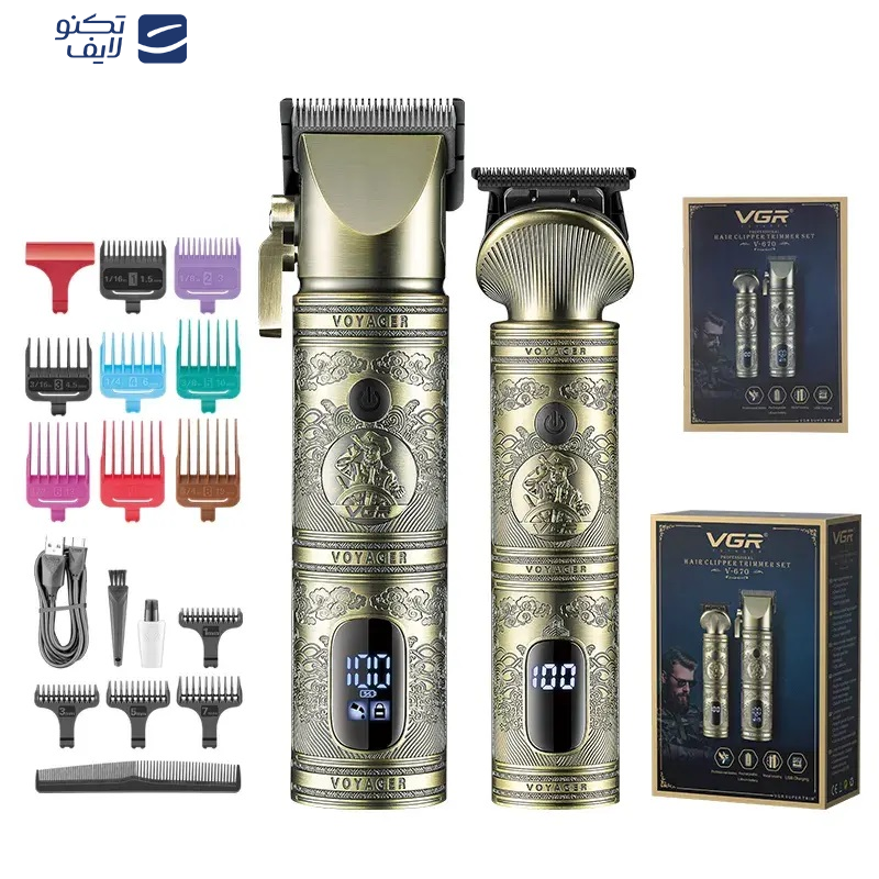 ماشین اصلاح موی سر و صورت وی جی ار مدل V-670 مجموعه 2 عددی ماشین اصلاح موی سر و صورت وی جی ار مدل V-670 مجموعه 2 عددی