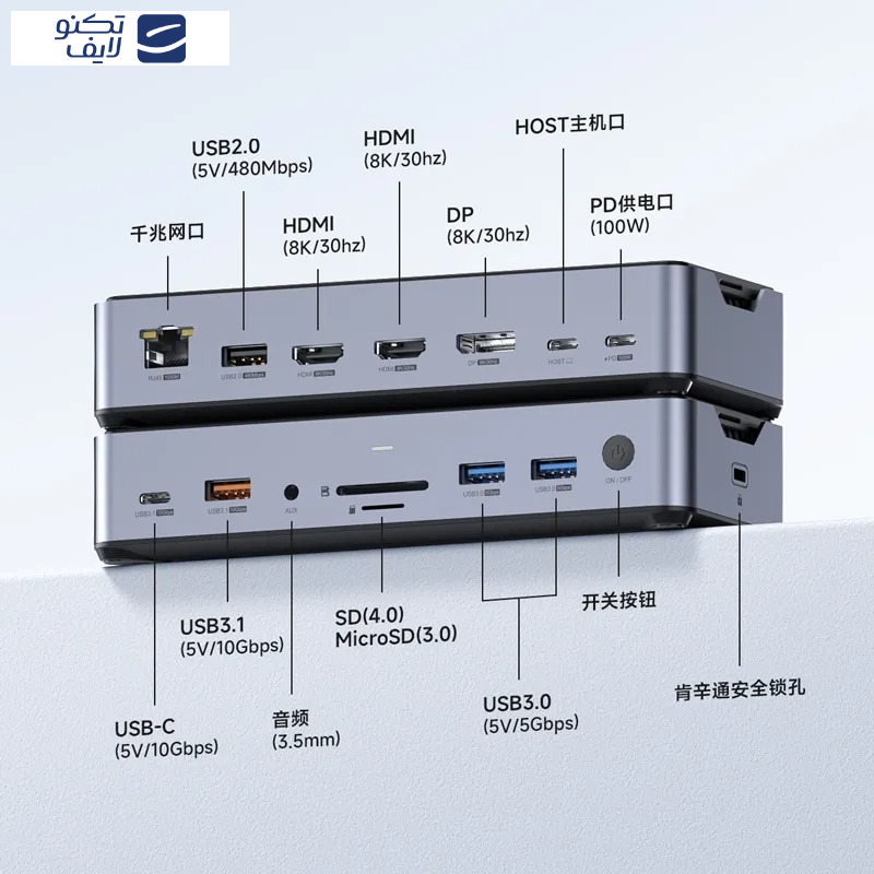 هاب داک استیشن 15 پورت هگیبیس مدل Dk1403 هاب داک استیشن 15 پورت هگیبیس مدل Dk1403