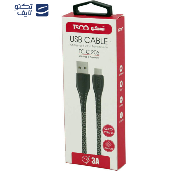کابل تبدیل USB به USB-C تسکو مدل TCC206 طول 1 متر کابل تبدیل USB به USB-C تسکو مدل TCC206 طول 1 متر