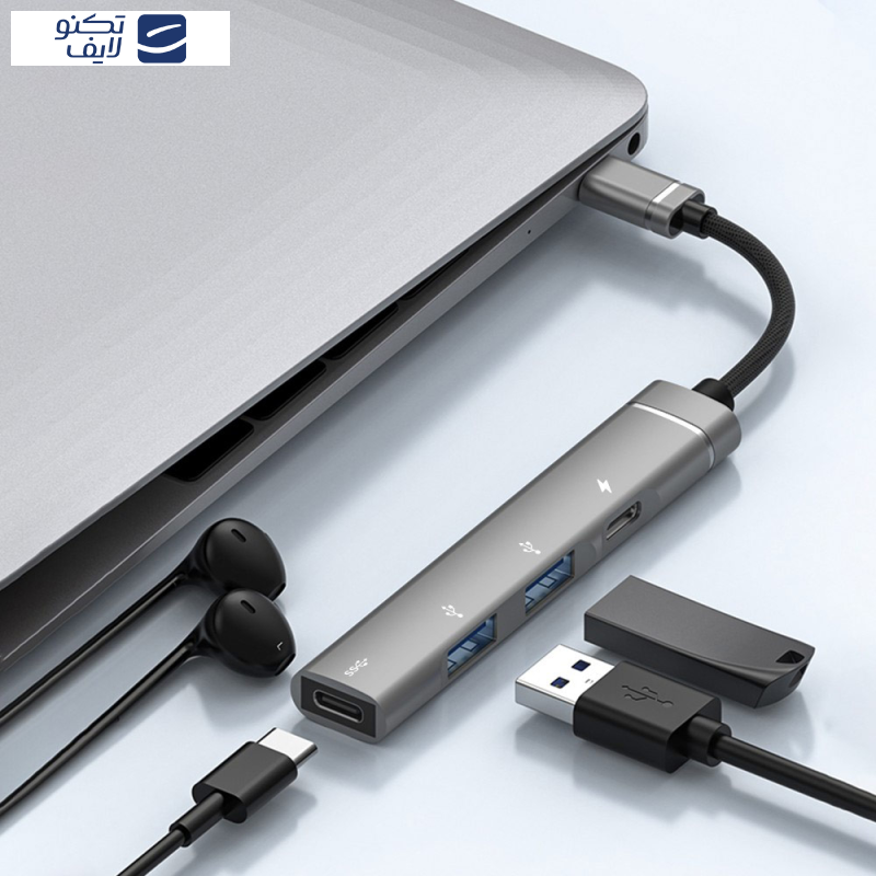 هاب 4 پورت USB-C ارلدام مدل HUB19 هاب 4 پورت USB-C ارلدام مدل HUB19