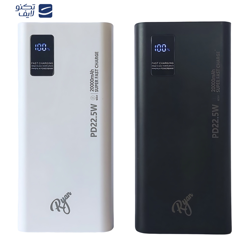 پاوربانک ریان مدل RP-01  ظرفیت 20000 میلی آمپر ساعت