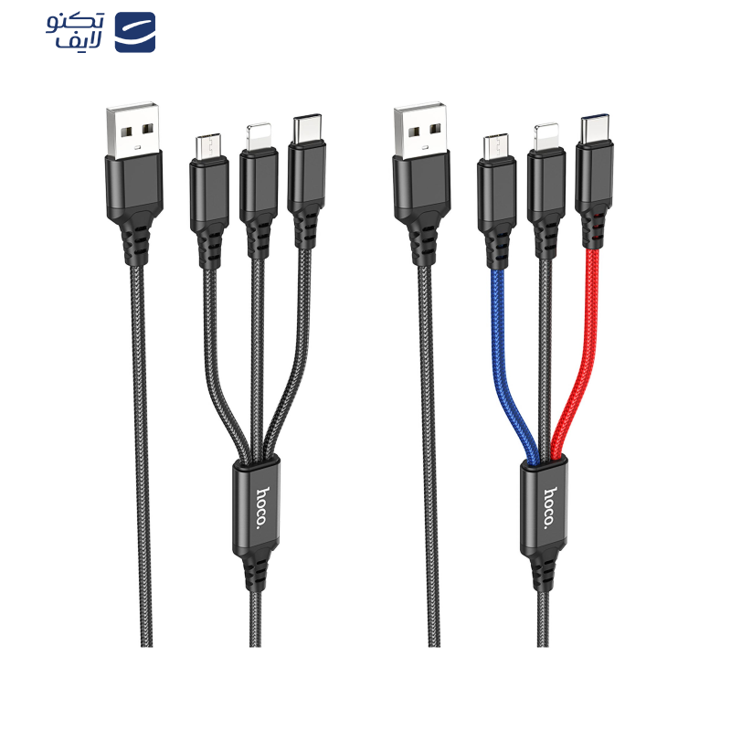 کابل تبدیل USB به لایتنینگ/ MICRO USB/USB-C هوکو مدل X76 3IN1 طول 1 متر کابل تبدیل USB به لایتنینگ/ MICRO USB/USB-C هوکو مدل X76 3IN1 طول 1 متر