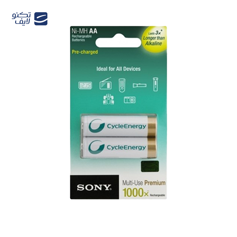 باتری قلمی قابل شارژ سونی مدل NH-AA-B2KN با ظرفیت 2100 میلی آمپر ساعت بسته 2 عددی باتری قلمی قابل شارژ سونی مدل NH-AA-B2KN با ظرفیت 2100 میلی آمپر ساعت بسته 2 عددی