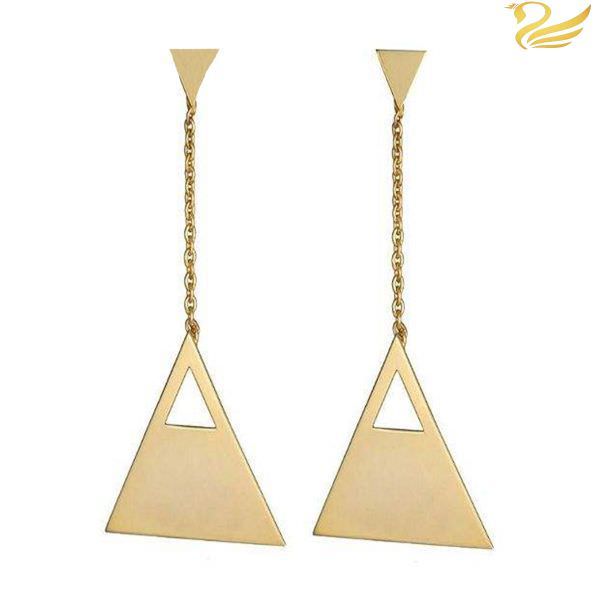 گوشواره طلا 18عیار طرح مثلث و ذوزنقه آویزی گوشواره طلا 18عیار طرح مثلث و ذوزنقه آویزی