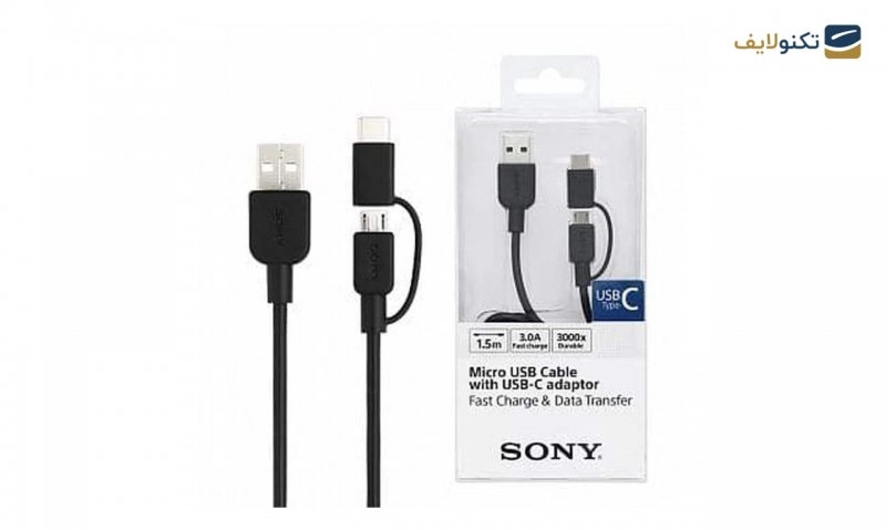 کابل تبدیل USB به USB-C microUSB سونی مدل CP-ABC150 طول 1.5 متر