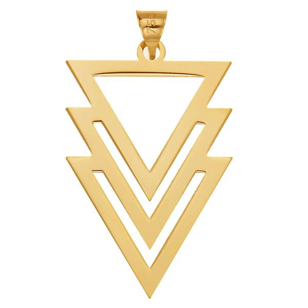 آویز گردنبند طلا 18 عیار شمیم گلد گالری طرح سه مثلث درهم مدل SG051 آویز گردنبند طلا 18 عیار شمیم گلد گالری طرح سه مثلث درهم مدل SG051