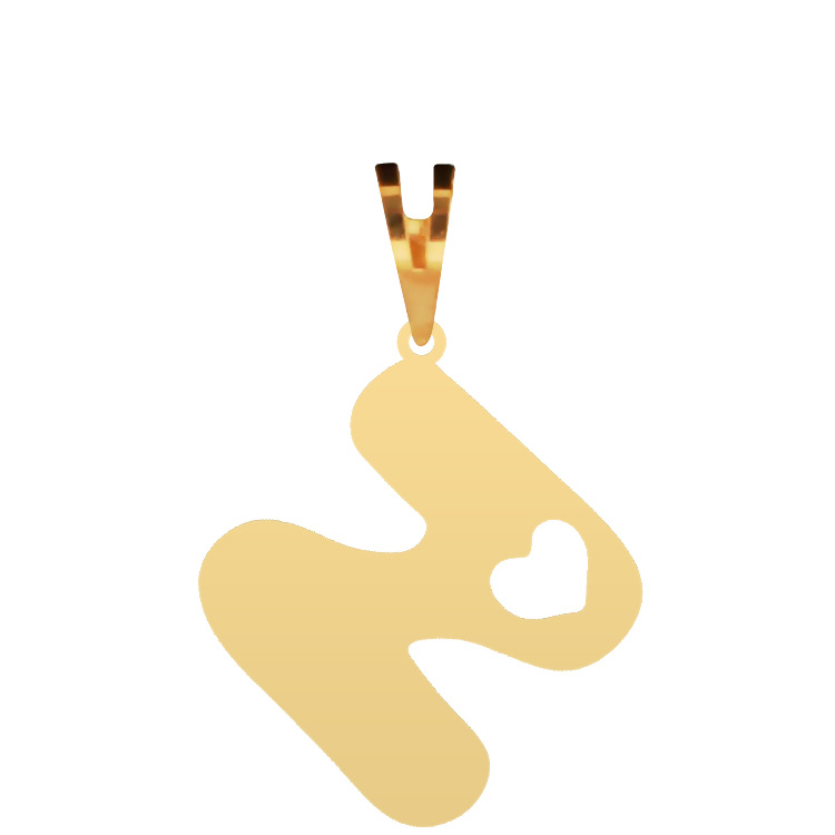 آویز گردنبند طلا عیار 750 شمیم گلد گالری مدل مینیمال حرف N و قلب کد P-83