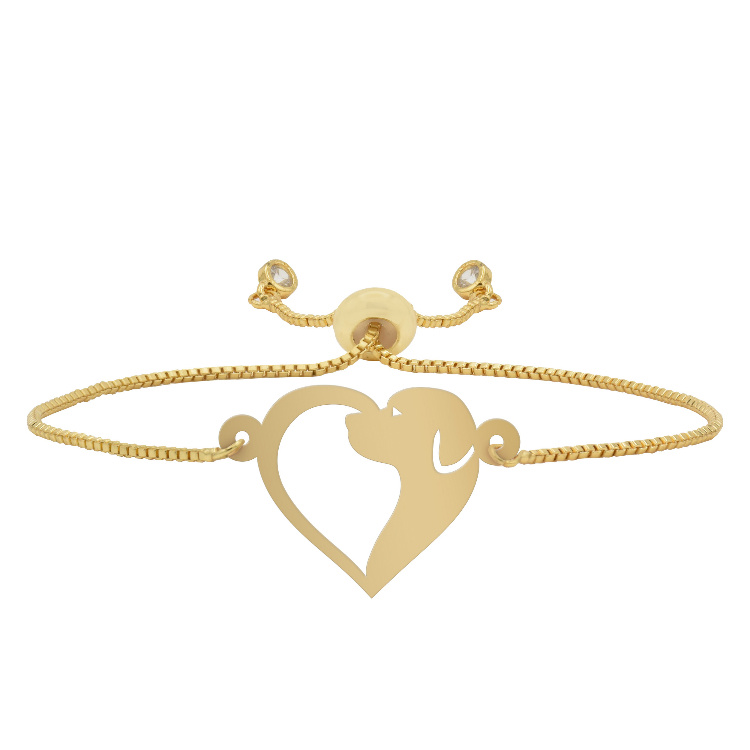 دستبند طلا 18 عیار زنانه شمیم گلد گالری طرح سگ کد A11 دستبند طلا 18 عیار زنانه شمیم گلد گالری طرح سگ کد A11