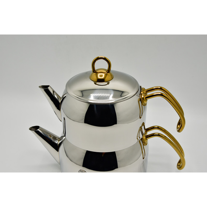 ست کتری و قوری ام جی اس طرح استیل طلایی کد K41014