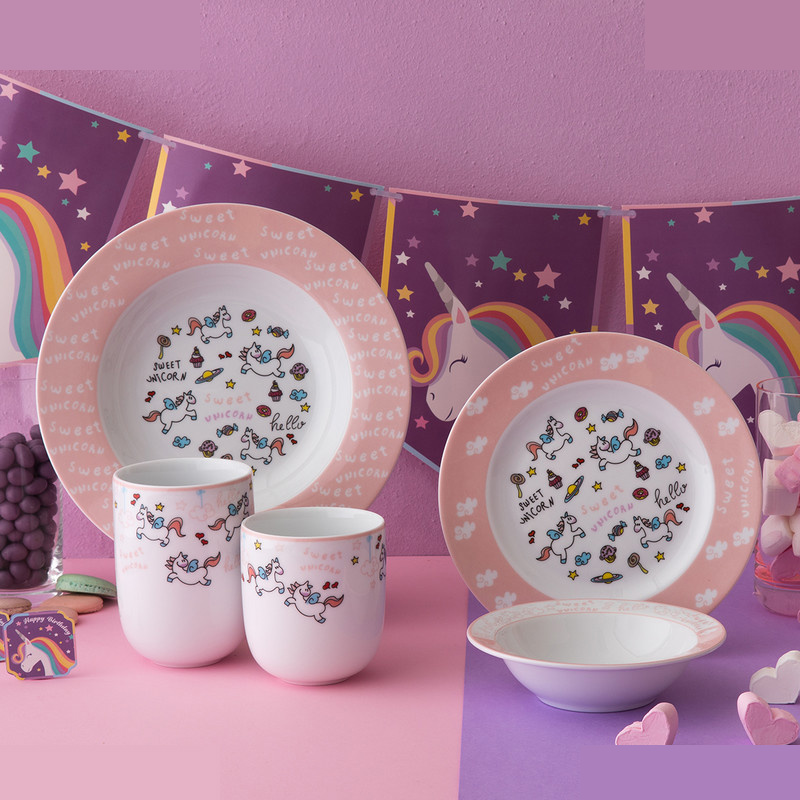 سرویس غذاخوری 5 پارچه کودک چینی زرین ایران مدل لیتل پونی درجه یک