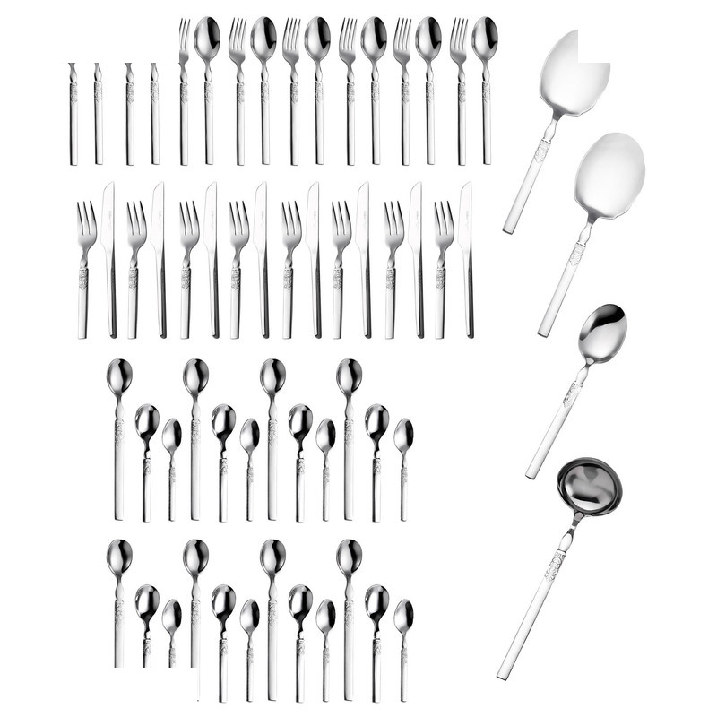 سرویس قاشق و چنگال 60 پارچه 8 نفره جی فی نی مدل لاکچری 55