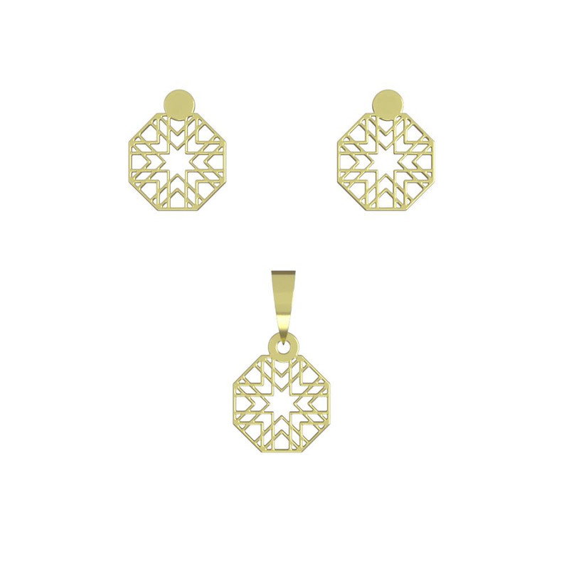 نیم ست طلا 18 عیار زنانه مدوپد مدل اسلیمی کد NA10006 نیم ست طلا 18 عیار زنانه مدوپد مدل اسلیمی کد NA10006