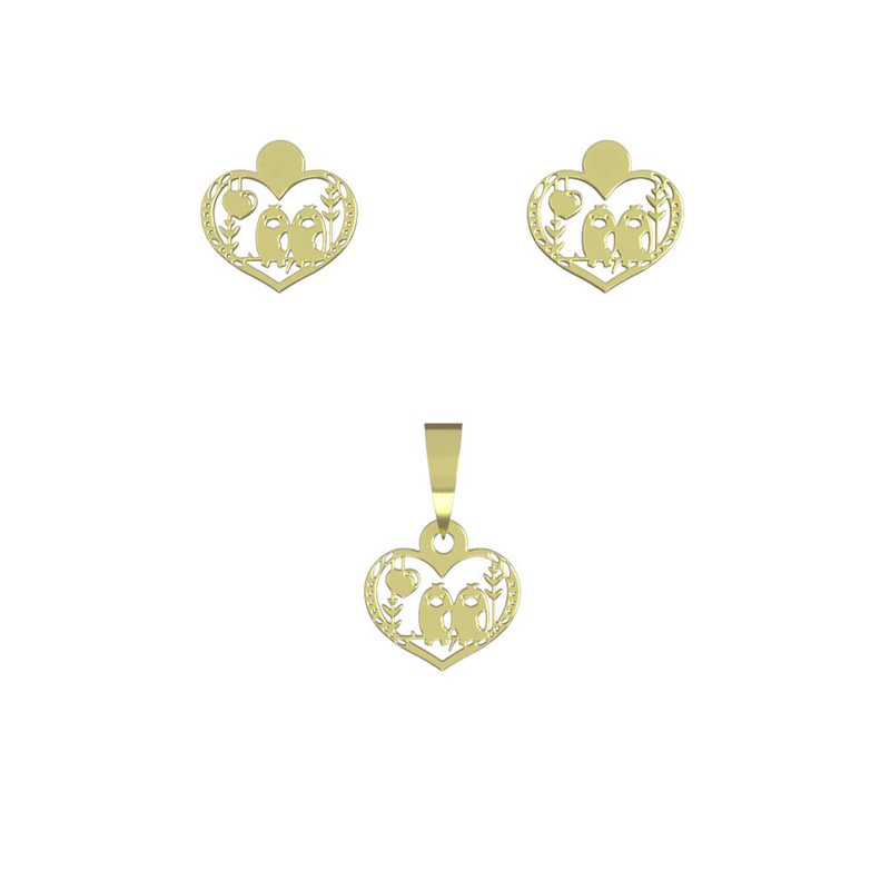 نیم ست طلا 18 عیار زنانه مدوپد مدل قلب و دو پرنده کد NA10147 نیم ست طلا 18 عیار زنانه مدوپد مدل قلب و دو پرنده کد NA10147