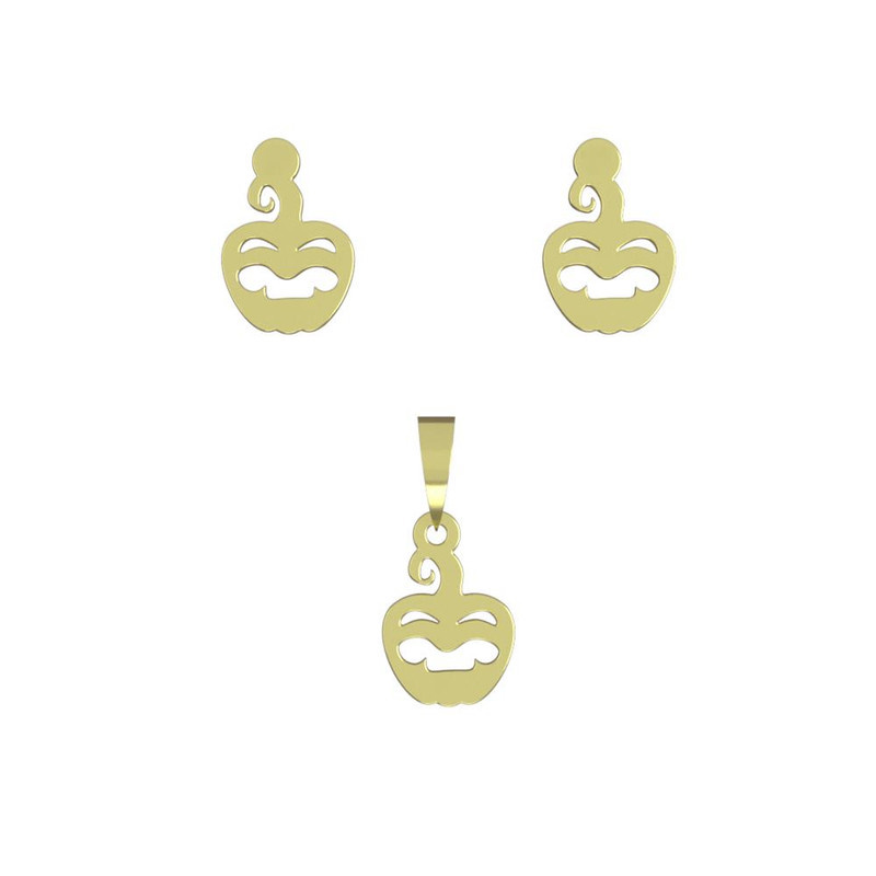 نیم ست طلا 18 عیار زنانه مدوپد مدل کدو هالووین کد NA10319 نیم ست طلا 18 عیار زنانه مدوپد مدل کدو هالووین کد NA10319