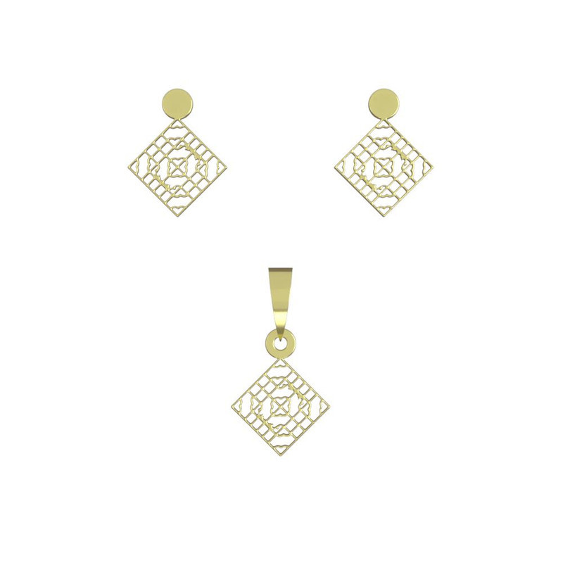 نیم ست طلا 18 عیار زنانه مدوپد مدل لوزی کد NA10483 نیم ست طلا 18 عیار زنانه مدوپد مدل لوزی کد NA10483