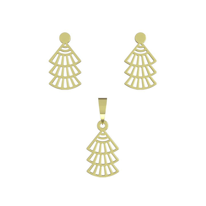 نیم ست طلا 18 عیار زنانه مدوپد مدل هندسی کد NA12209