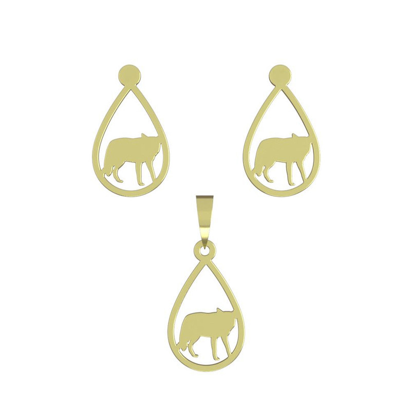 نیم ست طلا 18 عیار زنانه مدوپد مدل گرگ کد NA12273