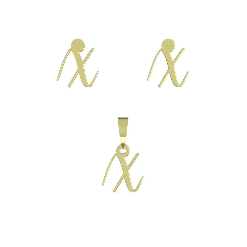 نیم ست طلا 18 عیار زنانه مدوپد مدل حرف x کد NA12333 نیم ست طلا 18 عیار زنانه مدوپد مدل حرف x کد NA12333