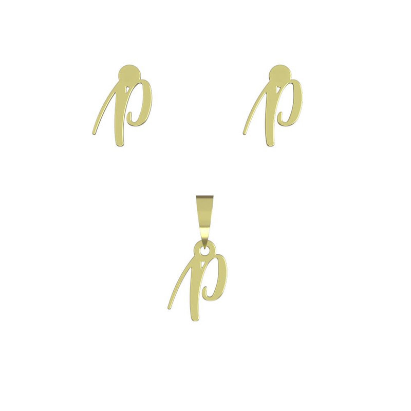 نیم ست طلا 18 عیار زنانه مدوپد مدل حرف p کد NA12337