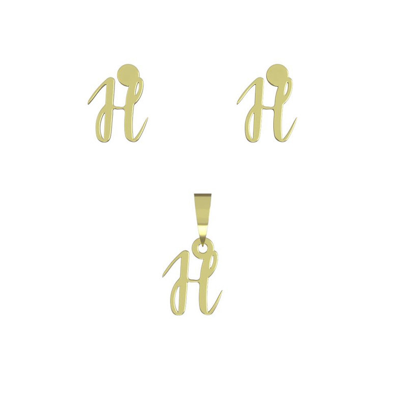 نیم ست طلا 18 عیار زنانه مدوپد مدل حرف h کد NA12339