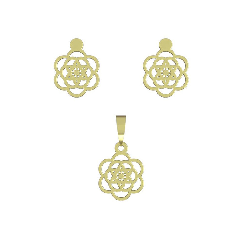 نیم ست طلا 18 عیار زنانه مدوپد مدل گل کد NA12346 نیم ست طلا 18 عیار زنانه مدوپد مدل گل کد NA12346