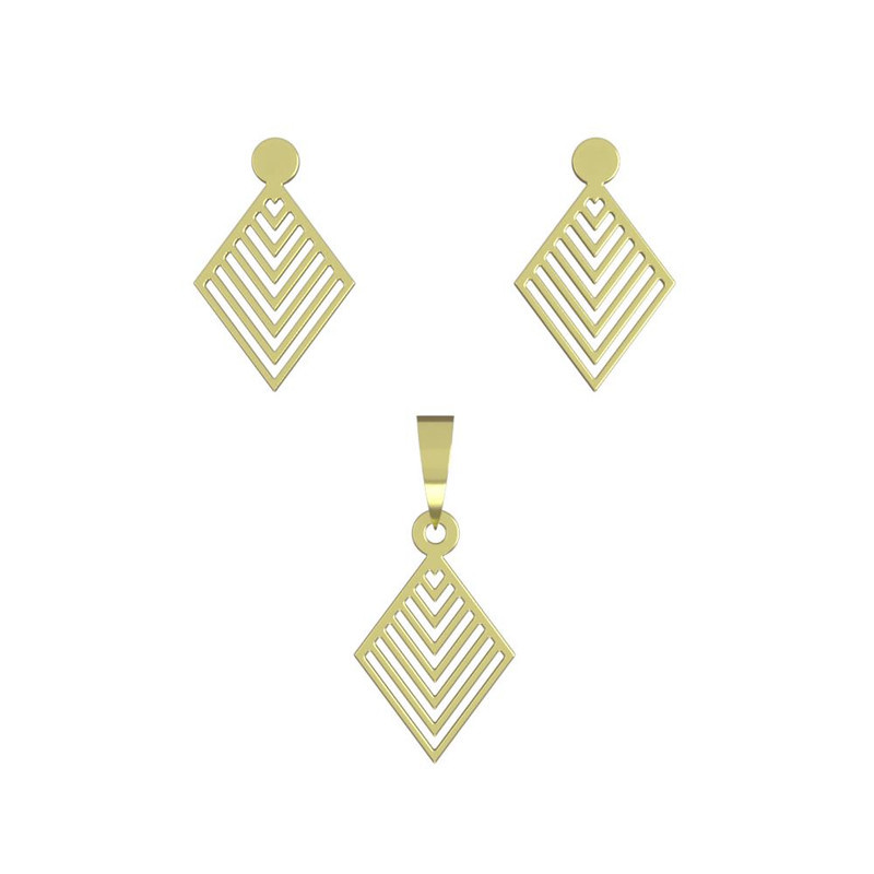 نیم ست طلا 18 عیار زنانه مدوپد مدل لوزی کد NA12356 نیم ست طلا 18 عیار زنانه مدوپد مدل لوزی کد NA12356