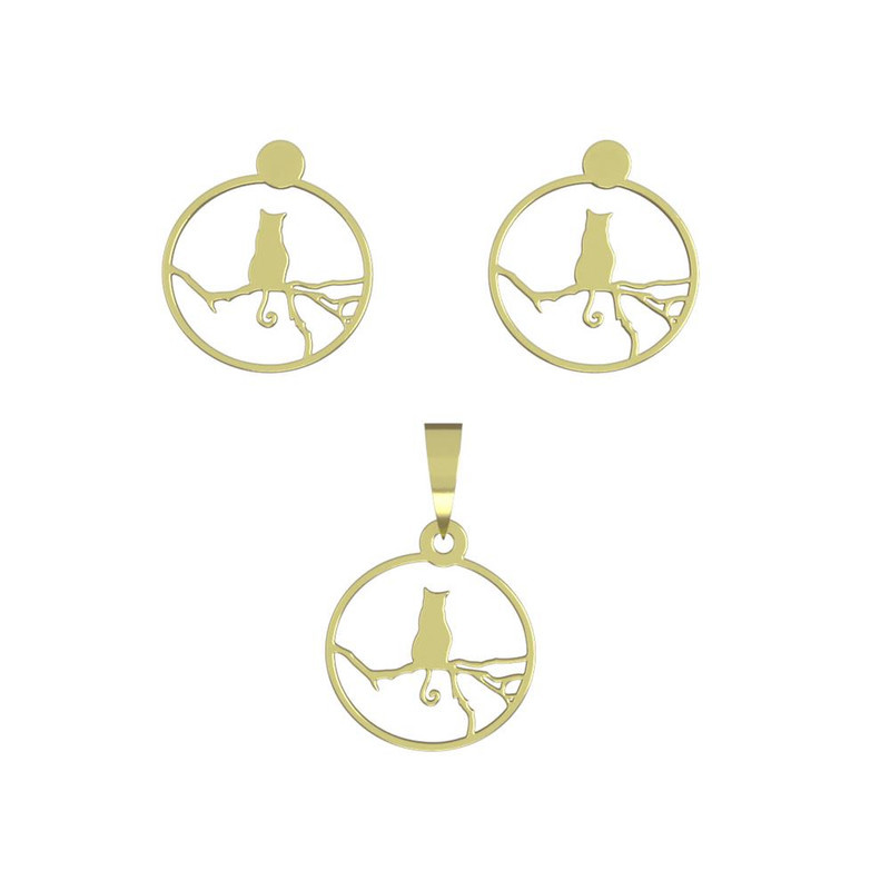 نیم ست طلا 18 عیار زنانه مدوپد مدل گربه کد NA12444 نیم ست طلا 18 عیار زنانه مدوپد مدل گربه کد NA12444