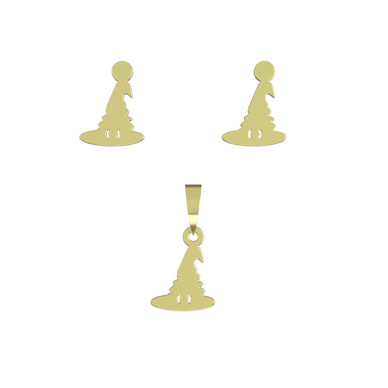 نیم ست طلا 18 عیار زنانه مدوپد مدل کلاه هالووین کد NA12563 نیم ست طلا 18 عیار زنانه مدوپد مدل کلاه هالووین کد NA12563