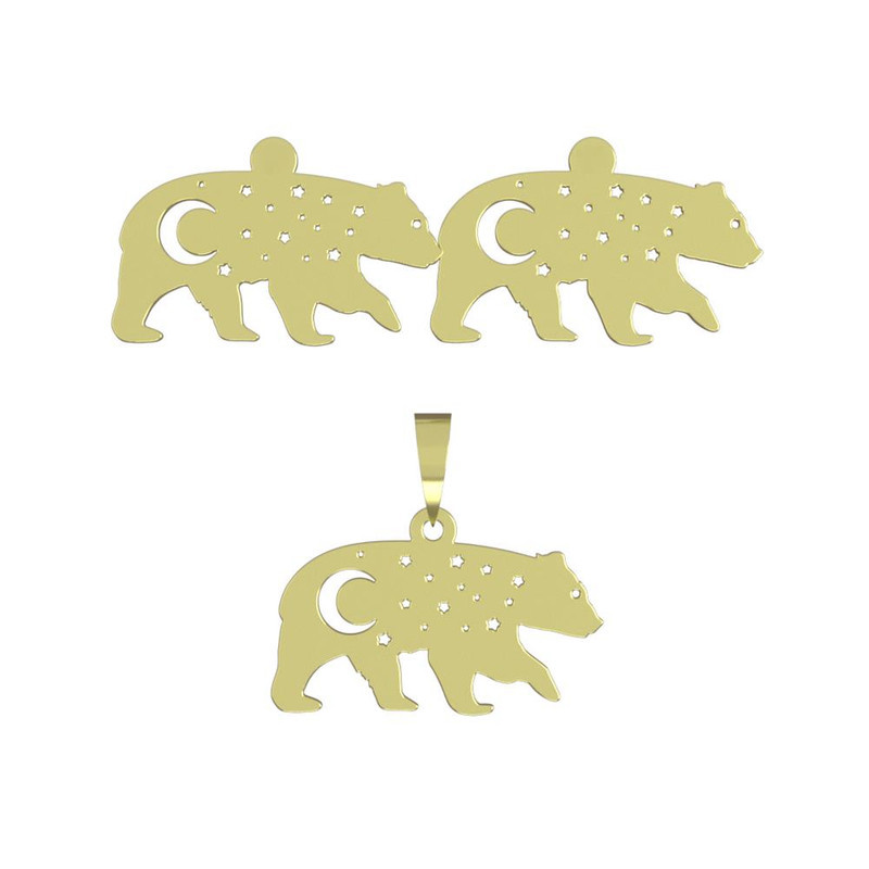 نیم ست طلا 18 عیار زنانه مدوپد مدل خرس کد NA12893