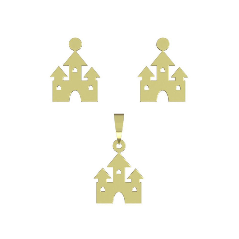 نیم ست طلا 18 عیار زنانه مدوپد مدل خانه کد NA12903