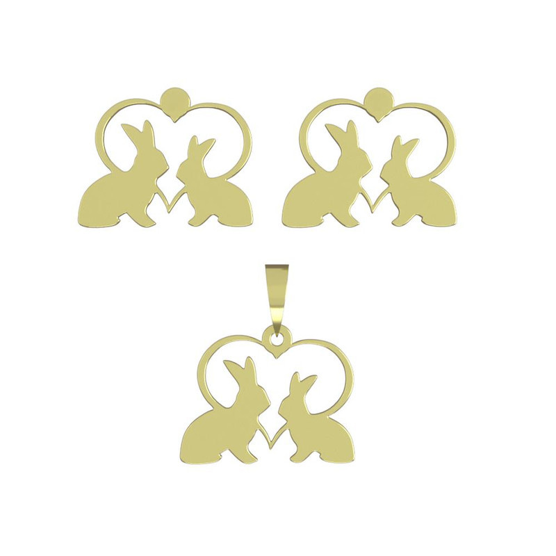 نیم ست طلا 18 عیار زنانه مدوپد مدل دو خرگوش کد NA12919